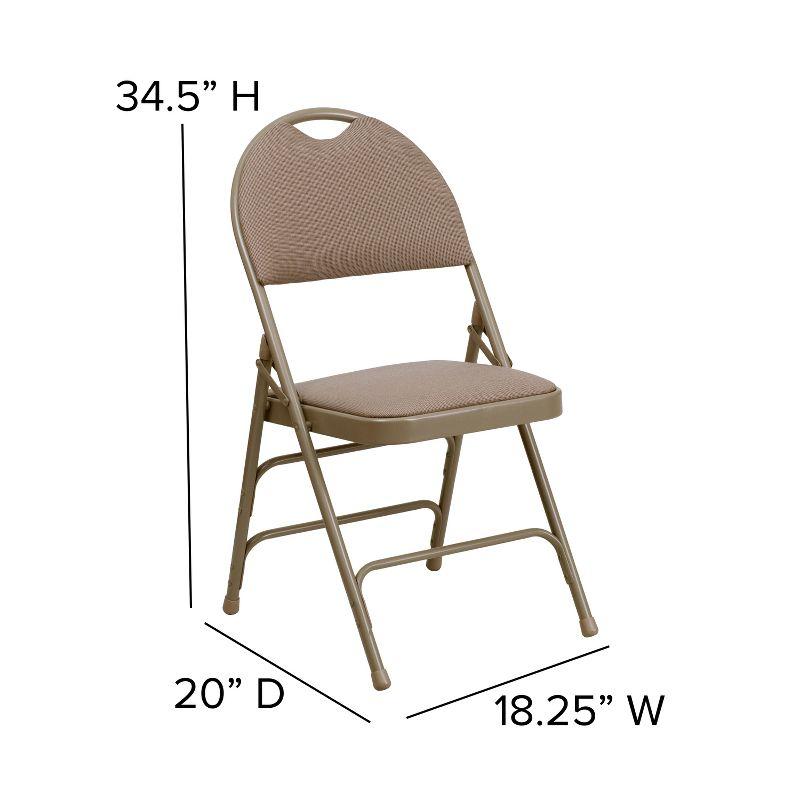 Flash Furniture 2 Pack HERCULES Series Ultra-Premium Triple Braced Beige Fabric Metal Folding Chair with Easy-Carry Handle