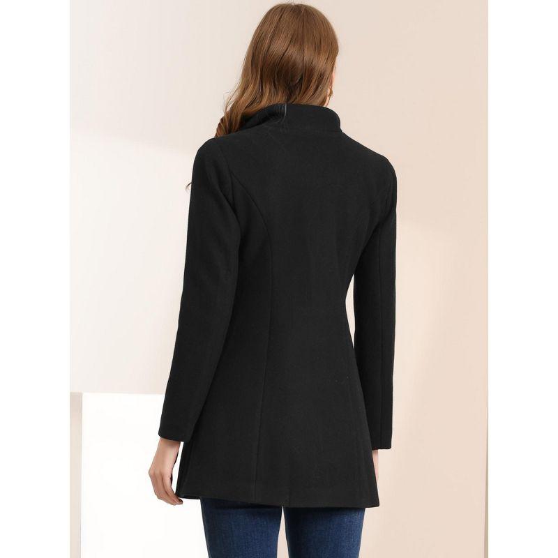 INSPIRE CHIC Women's Turn Down Collar Buttoned Business Casual Mid-Long Winter Coat