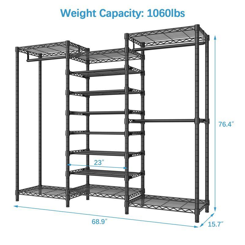 VIPEK S3 Heavy Duty Garment Rack Free Standing Clothes Rack Closet Storage Organizer Large Wardrobe with 6-Tier Shoe Rack