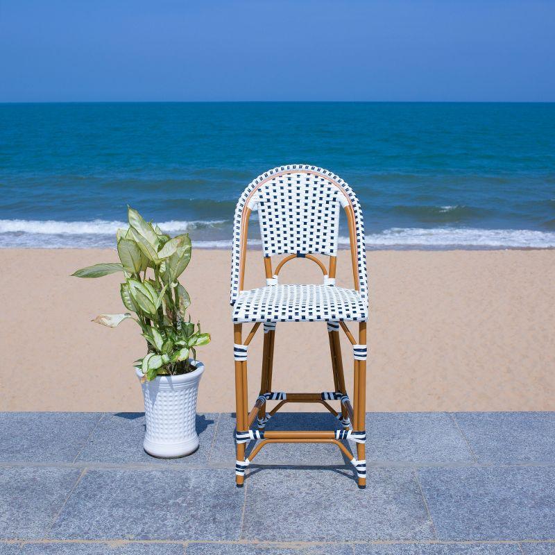 California Counter Stool - Indoor/Outdoor - PAT7532 - White/Navy - Safavieh