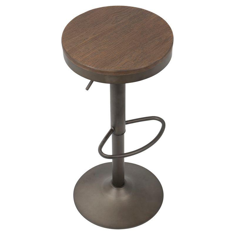 Set of 2 Dakota Adjustable Industrial Barstools Antiqued Wood - Lumisource: Metal Frame, 22.75" to 30.75" Height Range