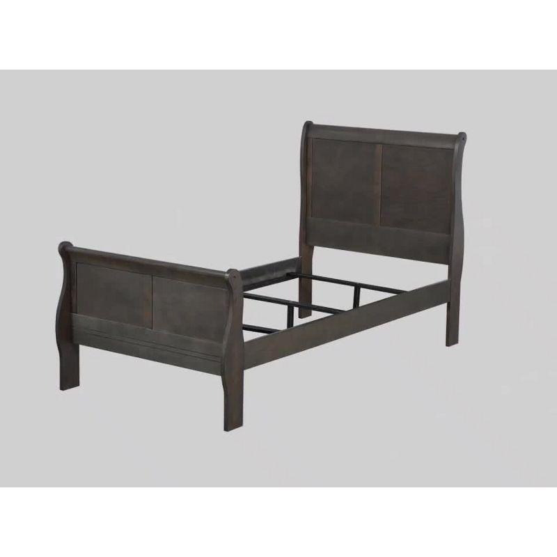 Full Louis Philippe Bed Platinum - Acme Furniture: Classic Sleigh, Pine Wood Frame, Box Spring Required