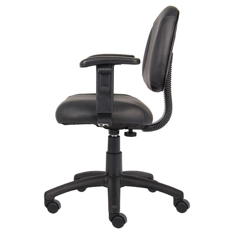 Ergonomic Black Leather Task Chair with Adjustable Arms