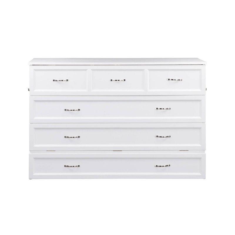 Queen Deerfield Murphy Bed Chest with Charging Station White - AFI: Space-Saving, Fold-Out Mattress, Elegant Design