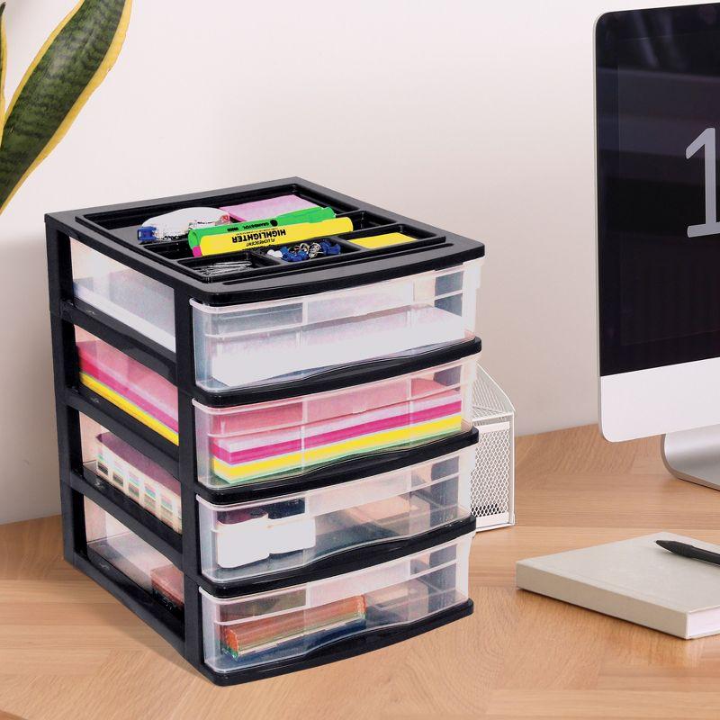 Black Plastic Resin 4-Drawer Desktop Storage Organizer