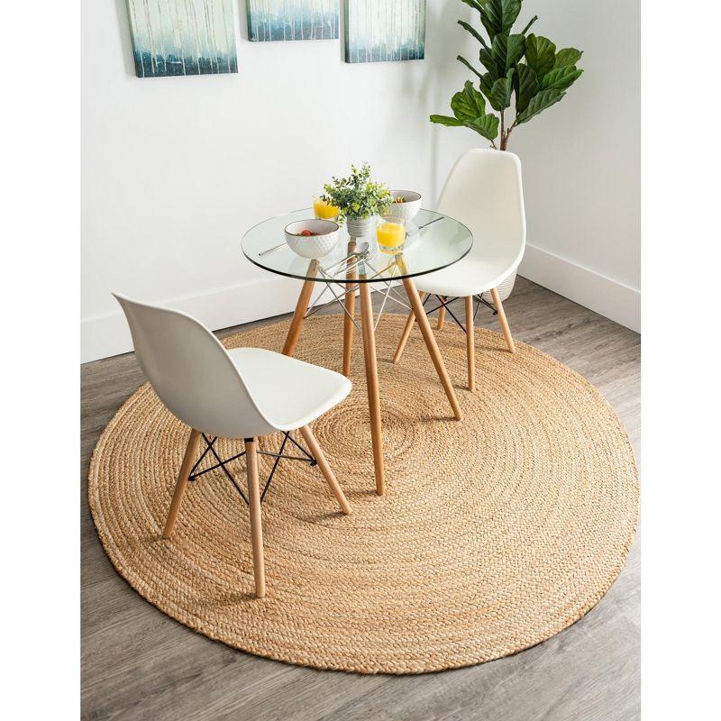 Handmade Round Natural Jute and Cotton Rug