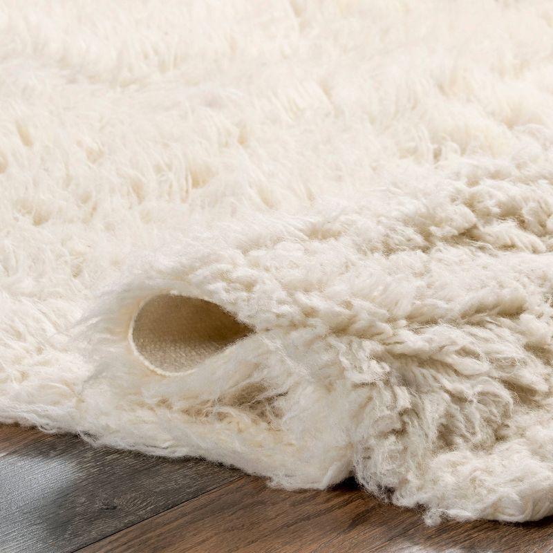 nuLOOM 8'x10' Elena Greek Flokati Shag Area Rug Cream: High Pile Wool, Solid Tufted Indoor Rug, No Backing