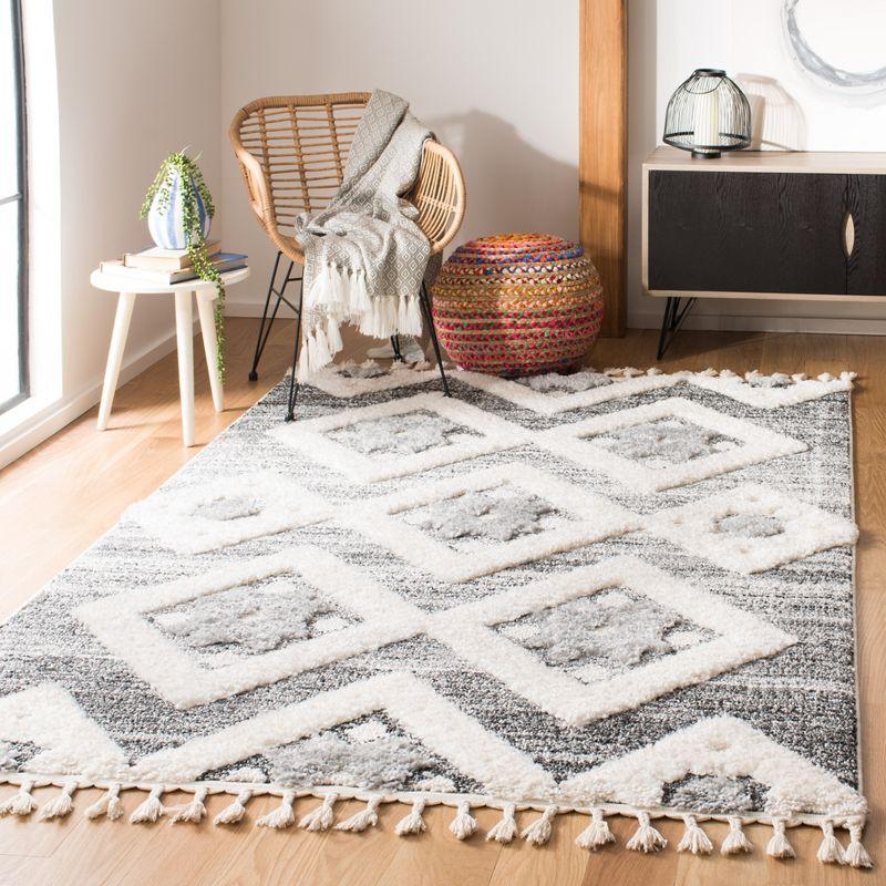 Moroccan Tassel Shag MTS664 Power Loomed Indoor Accent Rug - Grey/Ivory - 3'x5' - Safavieh