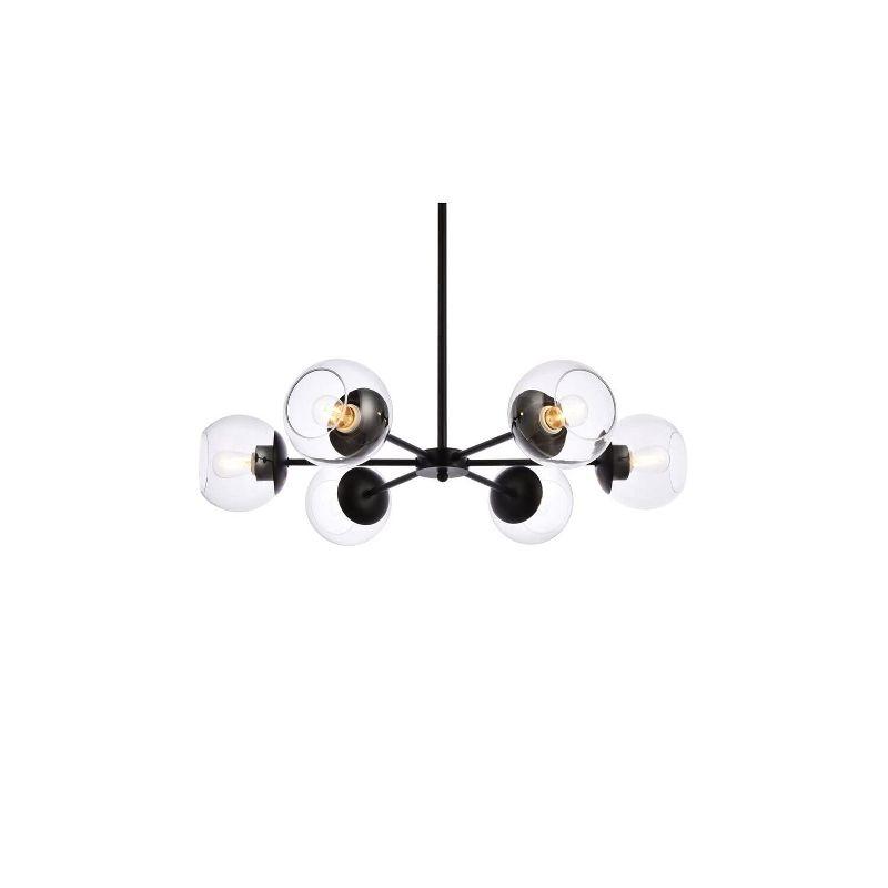 Elegant Lighting Briggs 30 inch pendant in black with clear shade