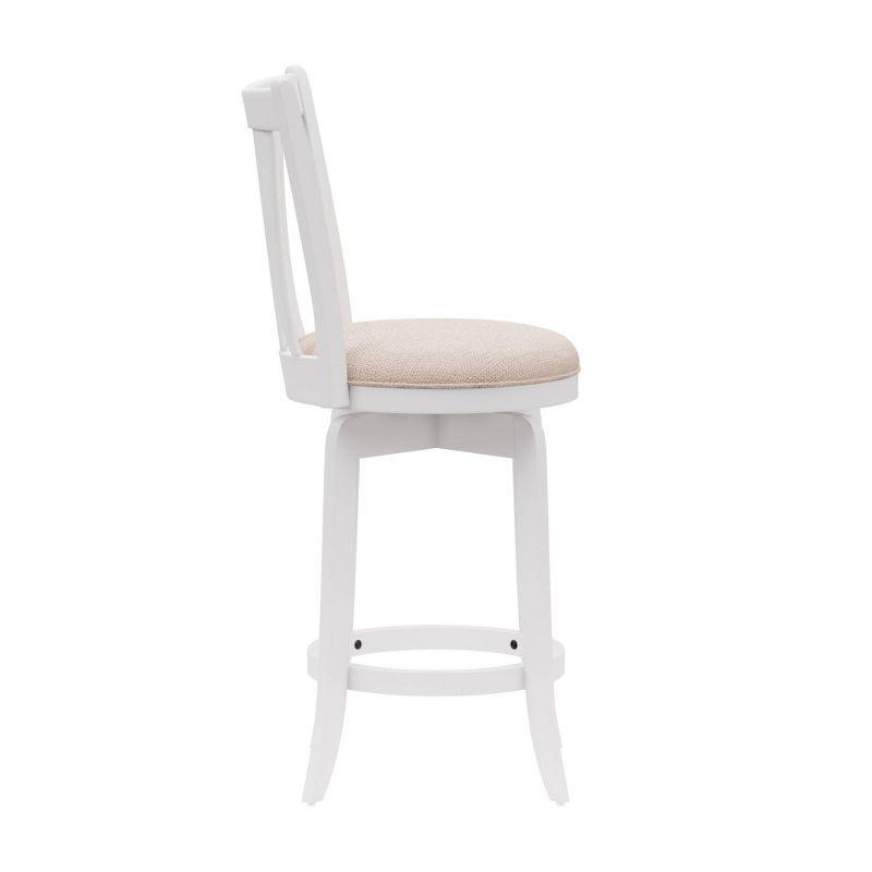 25.25" Savana Wood Swivel Counter Height Barstool White - Hillsdale Furniture: Matte Finish, Cream Upholstery