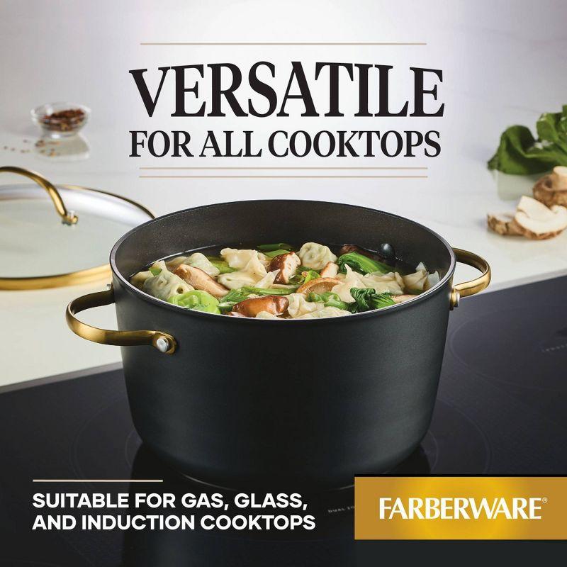 Farberware Forged Induction 6qt Ceramic Nonstick Covered Stock pot: Dishwasher-Safe, Tempered Glass Lid, Stainless Steel Handle