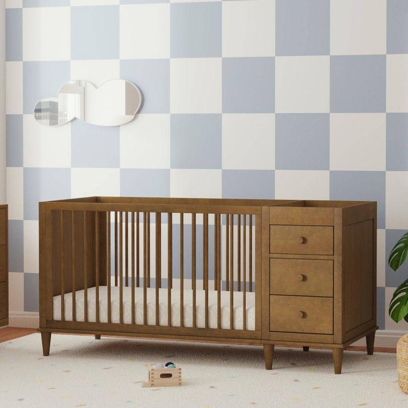 Walnut Convertible 3-in-1 Crib and Changer Combo