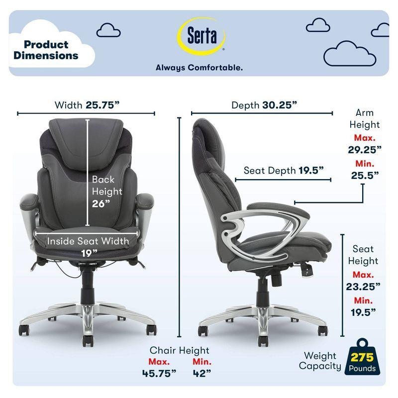 Serta Bryce Executive Office Chair with Patented AIR Lumbar Technology and Layered Body Pillows