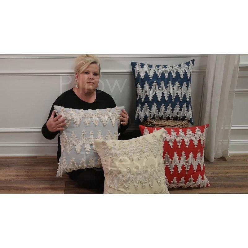 20"x20" Oversize Modern Craft Square Throw Pillow Cover Gray - Rizzy Home: Cotton Weave, Textured, Tasseled