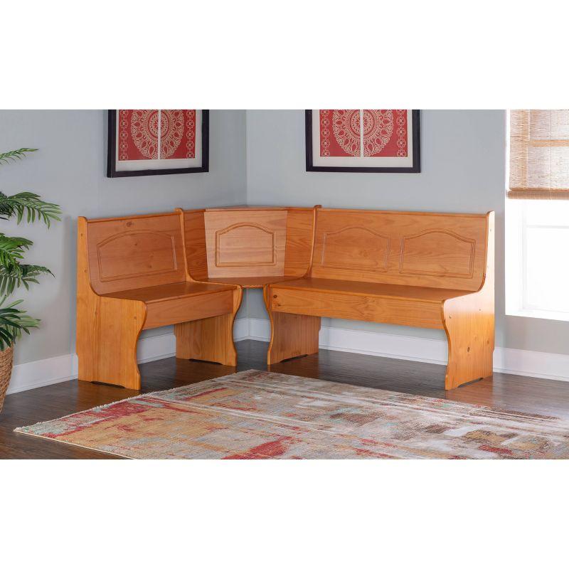 Chelsea Traditional Wood Farmhouse Breakfast Nook Corner Unit Honey - Linon