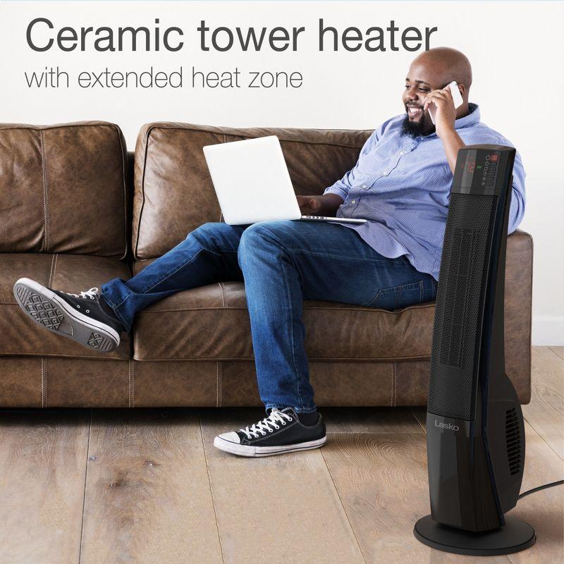 Lasko Ultra Ceramic Tower Heater: Indoor Space Heater with Remote, Adjustable Thermostat, 1500W, Black, ETL Listed