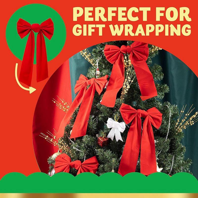 JOYFY 12pcs Christmas Red Velvet Bow Decoration for Christmas Party