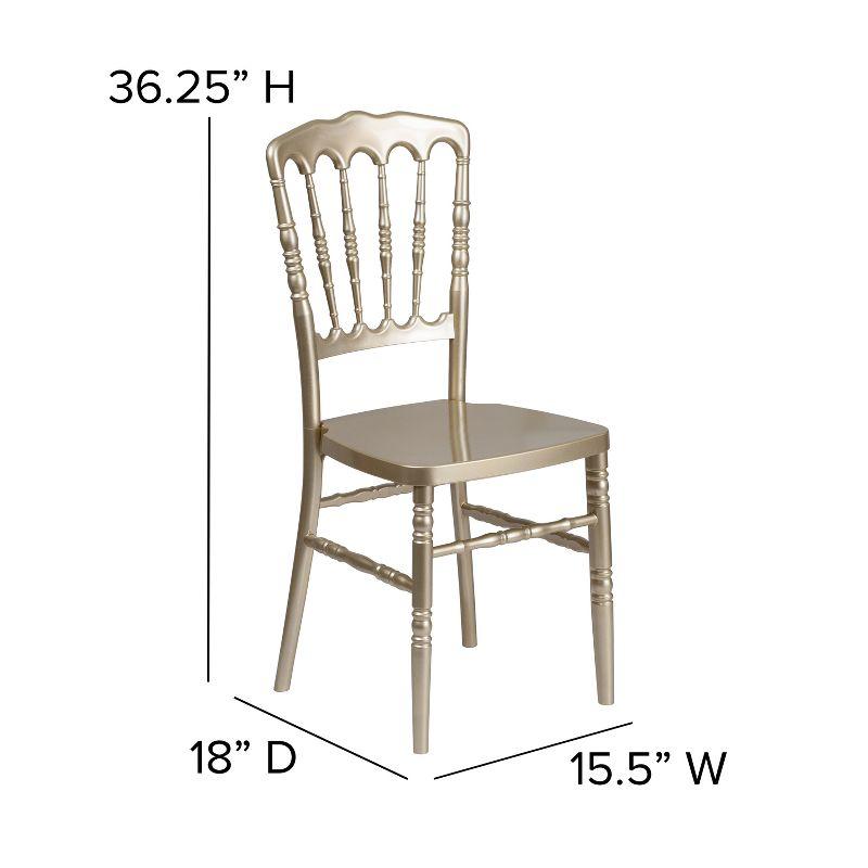 Elegant Gold Resin Napoleon Stacking Chair with Cushion Comfort