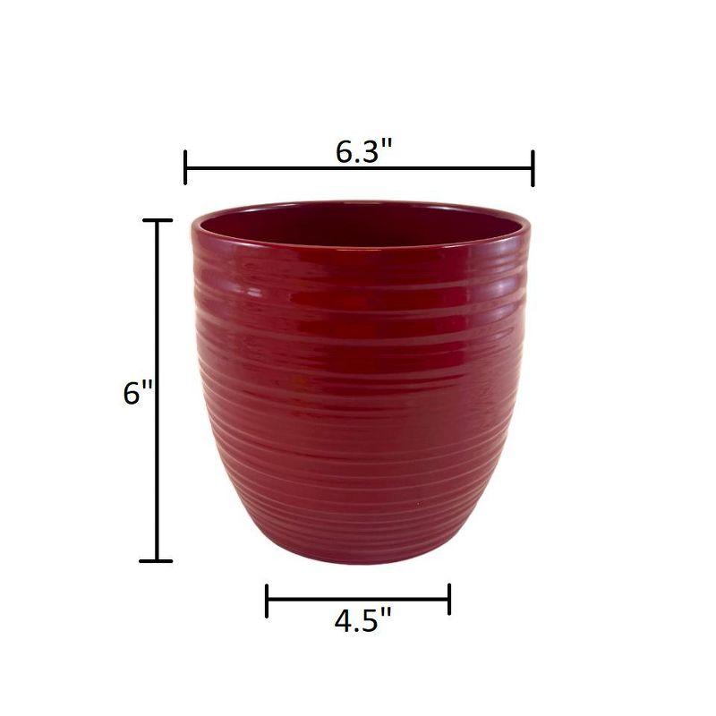 Tierra Garden 6.3" Red Ceramic Bergamo Indoor Pot