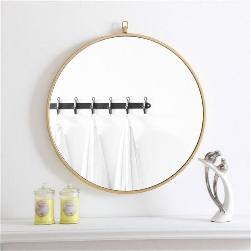 Elegant Lighting Metal frame Round Mirror with decorative hook 24 inch Brass finish