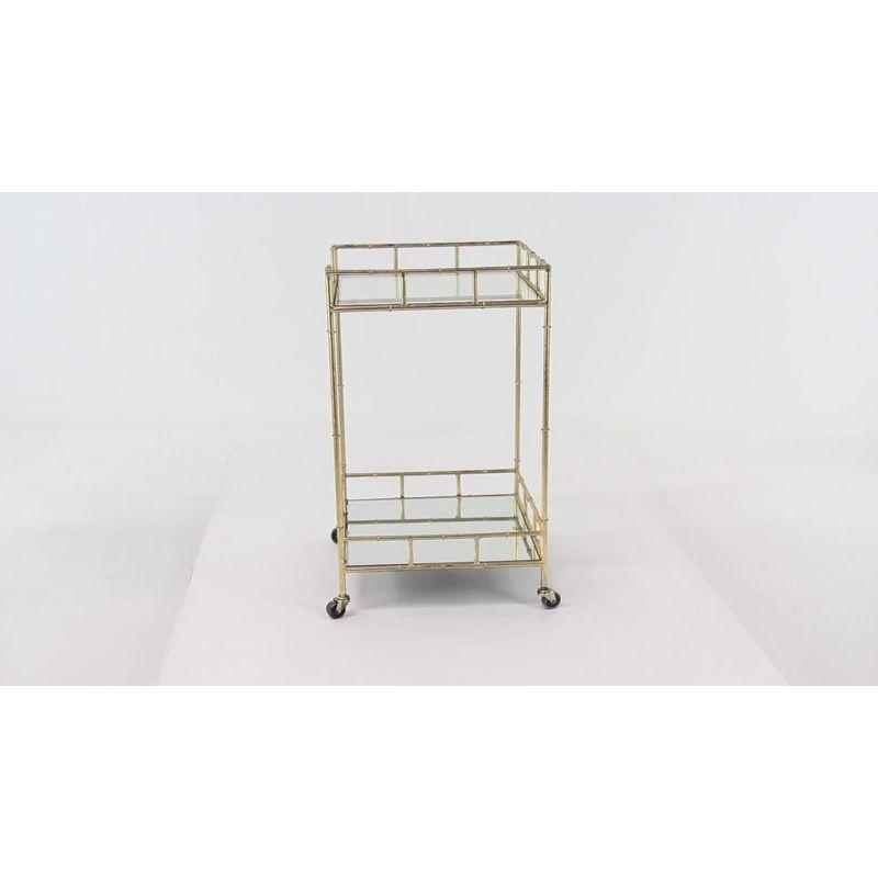 Stallings Metal Rolling 2 Mirrored Shelves Gold Bar Cart