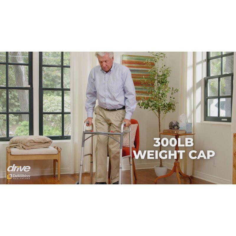 Drive Medical PreserveTech Deluxe Two Button Folding Walker with 5" Wheels