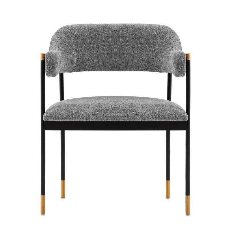 Lia Modern Boucle Upholstered Dining Armchair Gray - Manhattan Comfort: Brushed Gold Accents, No Assembly Required