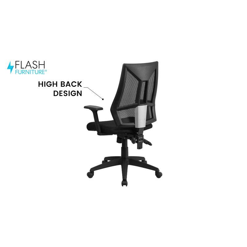 Flash Furniture High Back Black Mesh Multifunction Swivel Ergonomic Task Office Chair with Adjustable Arms