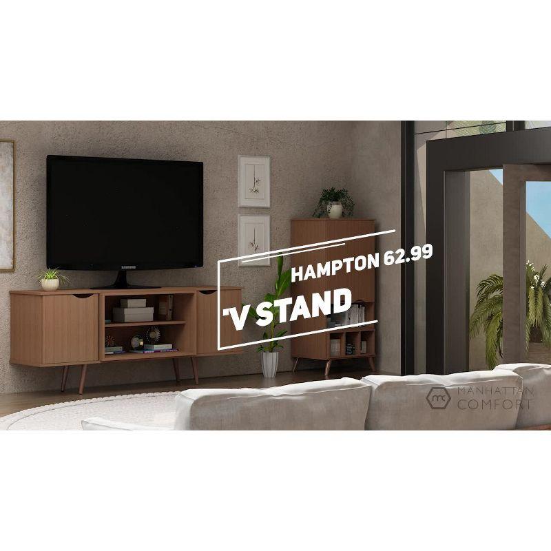 Manhattan Comfort Hampton TV Stand for TVs up to 55" Off White: Mid-Century Modern Media Console with Open Shelves