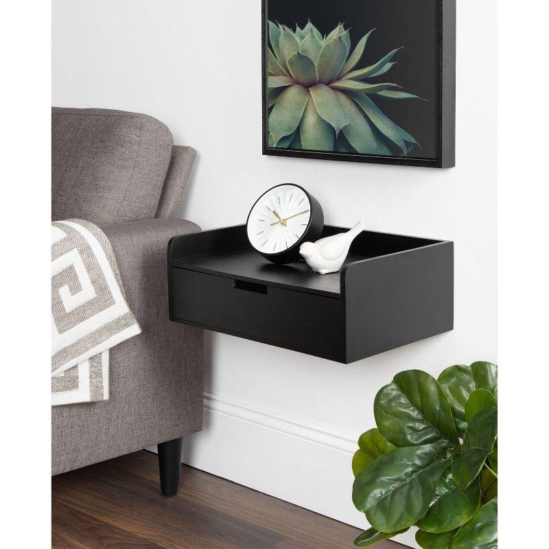 Kate & Laurel All Things Decor 18" x 12" x 6.5" Kitt Floating Shelf Side Table Black: Wall-Mounted, Wood Frame