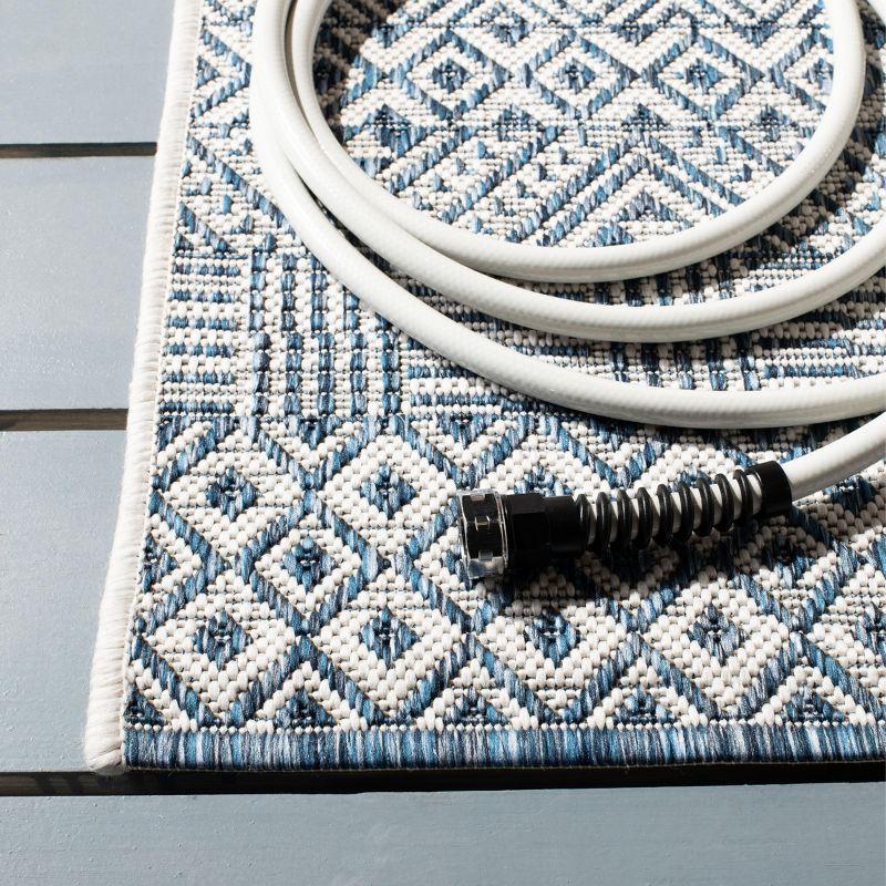 Blue Rectangular Flat Woven Synthetic Indoor/Outdoor Rug