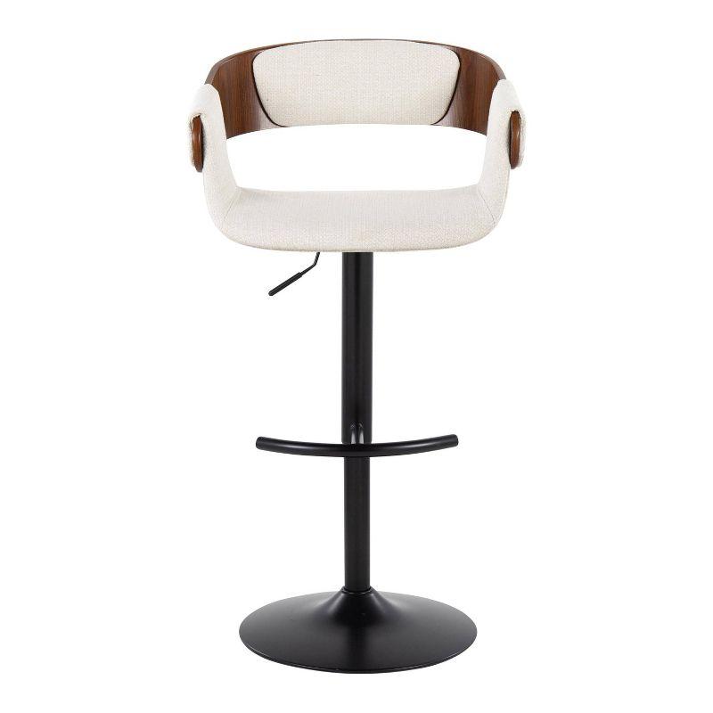 Set of 2 Elisa Adjustable Barstools Walnut/Cream - LumiSource: Mid-Century Modern, Swivel, Footrest, Metal Frame