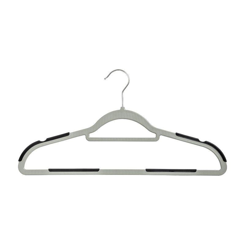 Gray and Black Rubber Grip No-Slip Plastic Hangers, 50-Pack