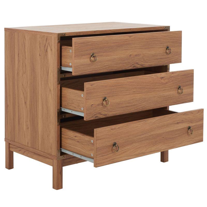 Galio Oak and Gold 3-Drawer Retro Night Table