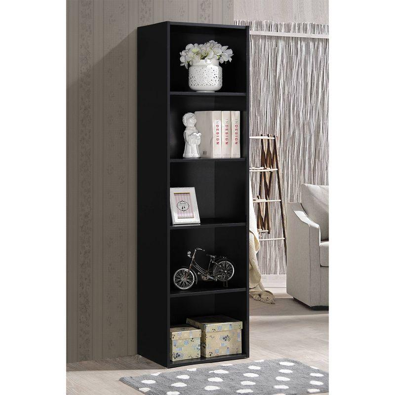 Kids' Playful Cube Organizer Bookcase with Doors - Black Wood