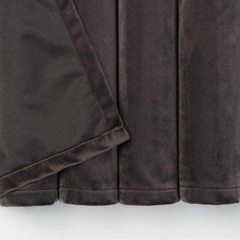 Chanasya 2pk Solid Velvet Room Darkening Blackout Privacy Window Curtain Panels - Set of 2 - 52 x 96 Inches Long - Charcoal