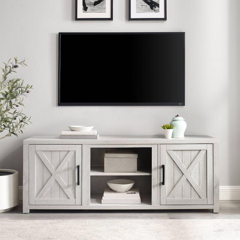 Gordon 64'' Whitewash Low-Profile TV Stand with Modern Farmhouse Design