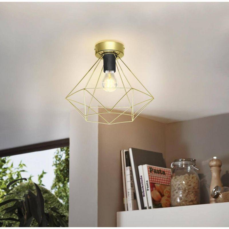 Tarbes Geometric Ceiling Light Brushed Brass Finish - EGLO: Vintage Edison Bulb Compatible, ETL Listed