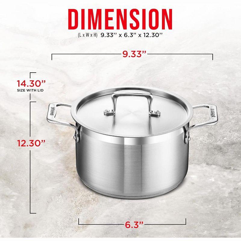 Bakken- Swiss Stockpot Brushed Stainless Steel Induction Pot with Lid and Riveted Handles