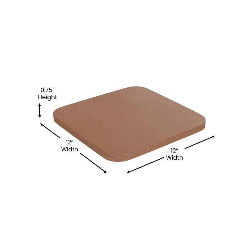 Flash Furniture Kai Commercial Grade 24" High Backless Orange Metal Indoor-Outdoor Counter Height Stool with Teak Poly Resin Wood Seat