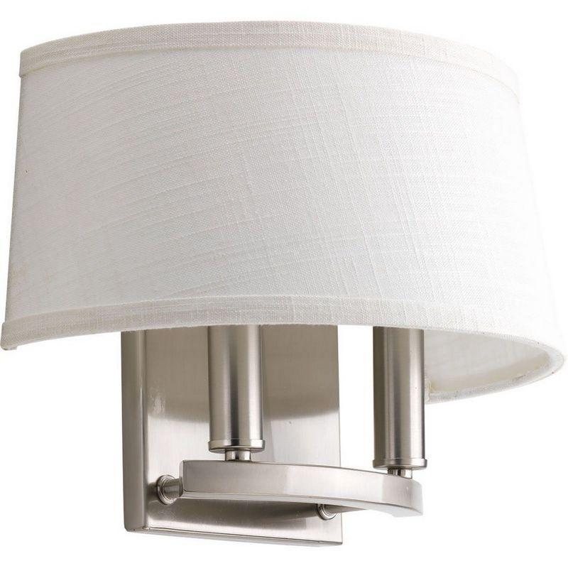 Cherish Brushed Nickel Two-Light Wall Sconce with Summer Linen Shade