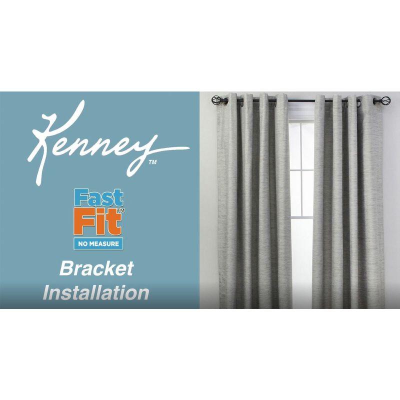 Kenney Fast Fit No Measure Vance 5/8" Decorative Window Curtain Rod, 36-66", Polished Pewter