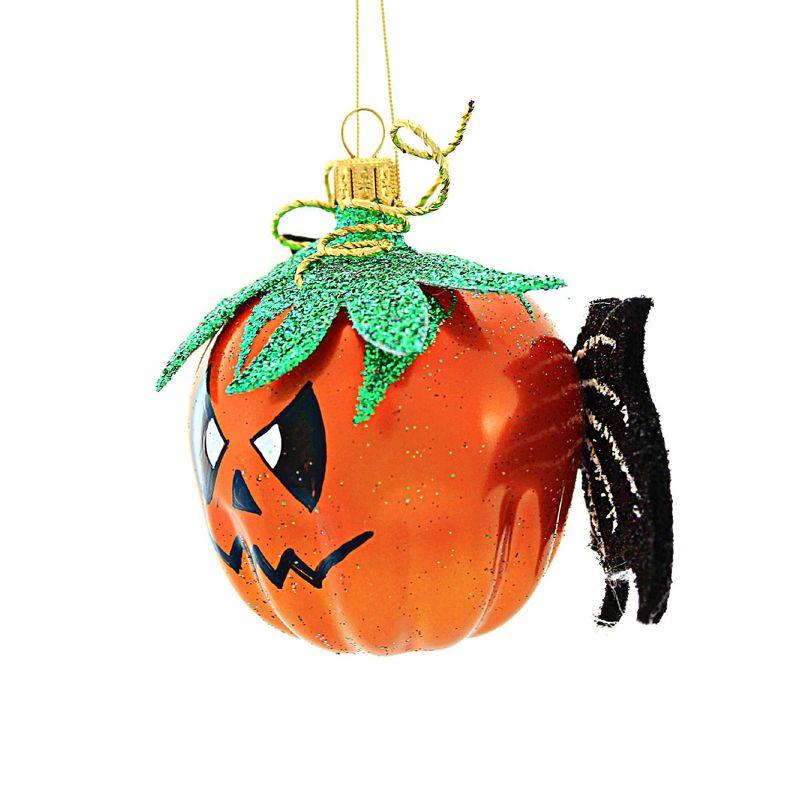 Batty Jack 3.25" Orange and Black Glass Halloween Ornament