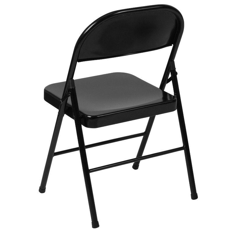 Black 18 Gauge Steel Mid-Back Folding Chair with Cushions