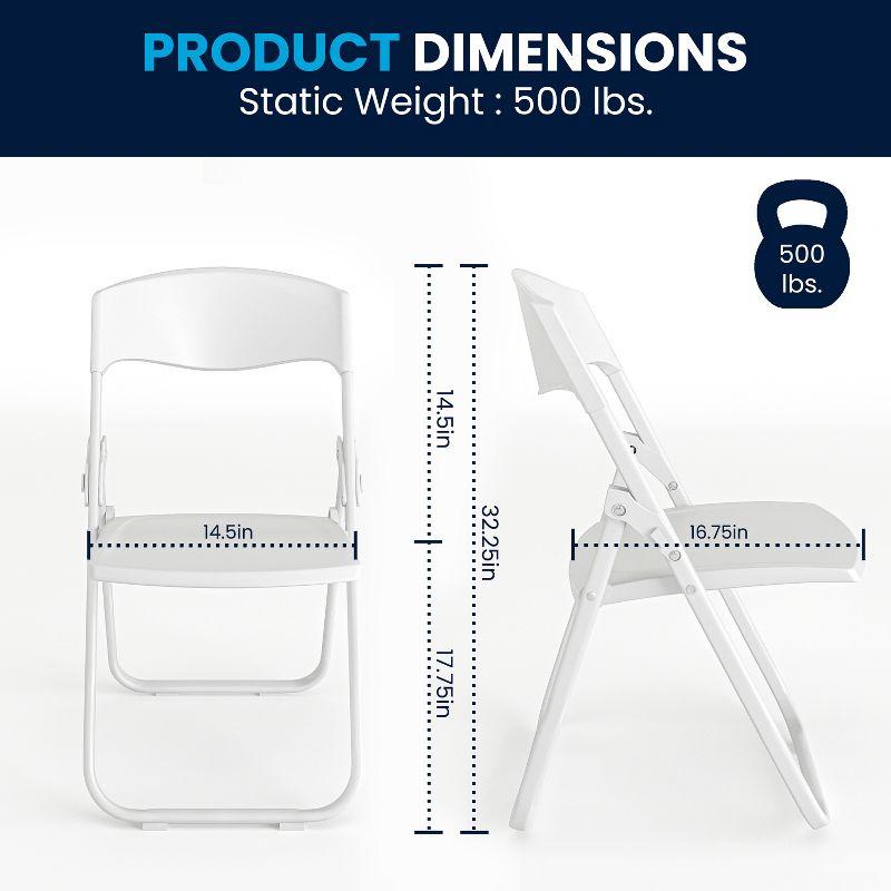 Flash Furniture 2 Pack HERCULES Series 500 lb. Capacity Heavy Duty White Plastic Folding Chair with Built-in Ganging Brackets