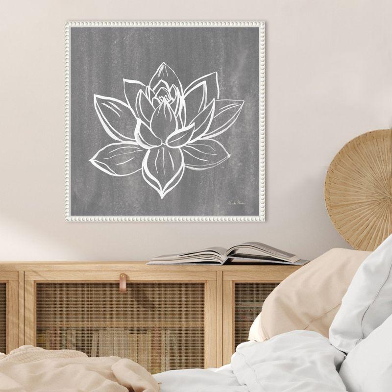 Amanti Art Lotus on Grey by Farida Zaman Canvas Wall Art Print Framed 22 x 22