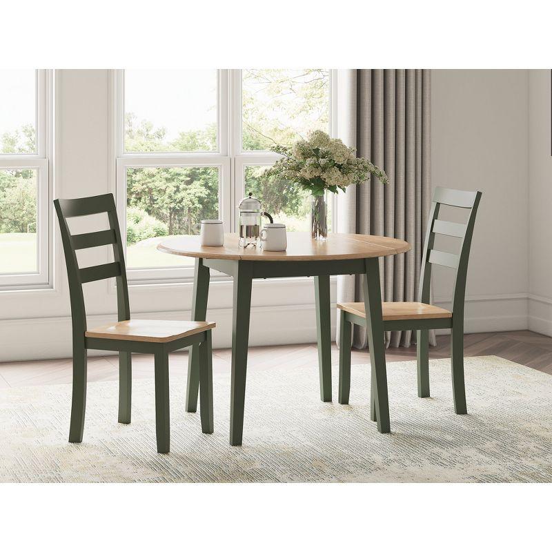 Round Beige and Green Extendable Wood Dining Table