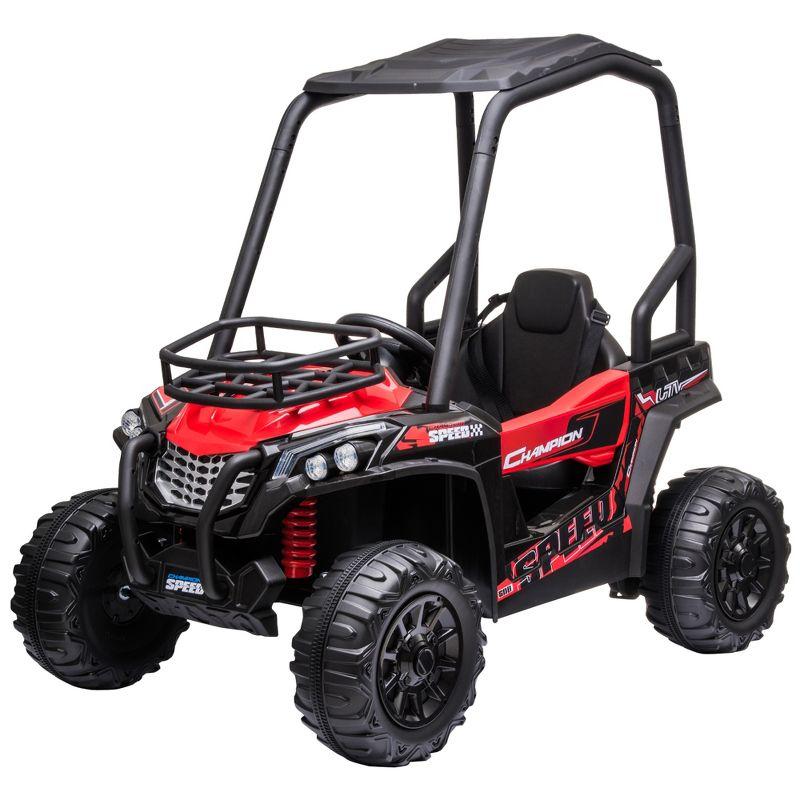 Aosom 12V Kids UTV, Battery Powered Electric Ride on Car with Music, Lights, MP3/USB, Suspension System & Remote Control, Red