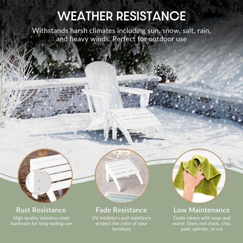 WestinTrends All-Weather Outdoor Patio Poly Adirondack Ottoman Footrest, White