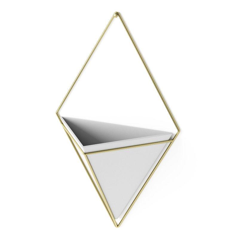 White and Brass Geometric Wall Planter Decor